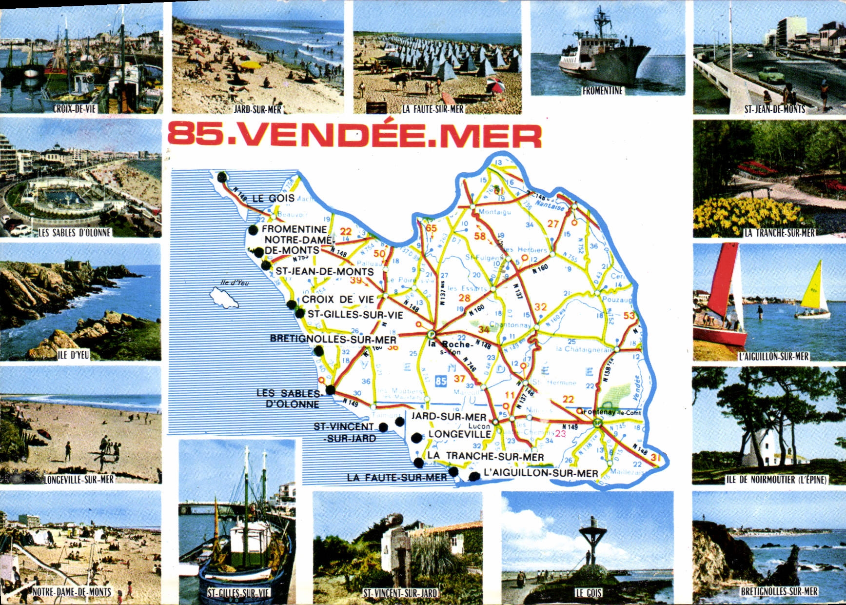 CPSM Vendee Mer Croix de vie ile d'Yeu Longeville-sur-mer Fromentine Jard-sur-mer la Faute-sur-mer