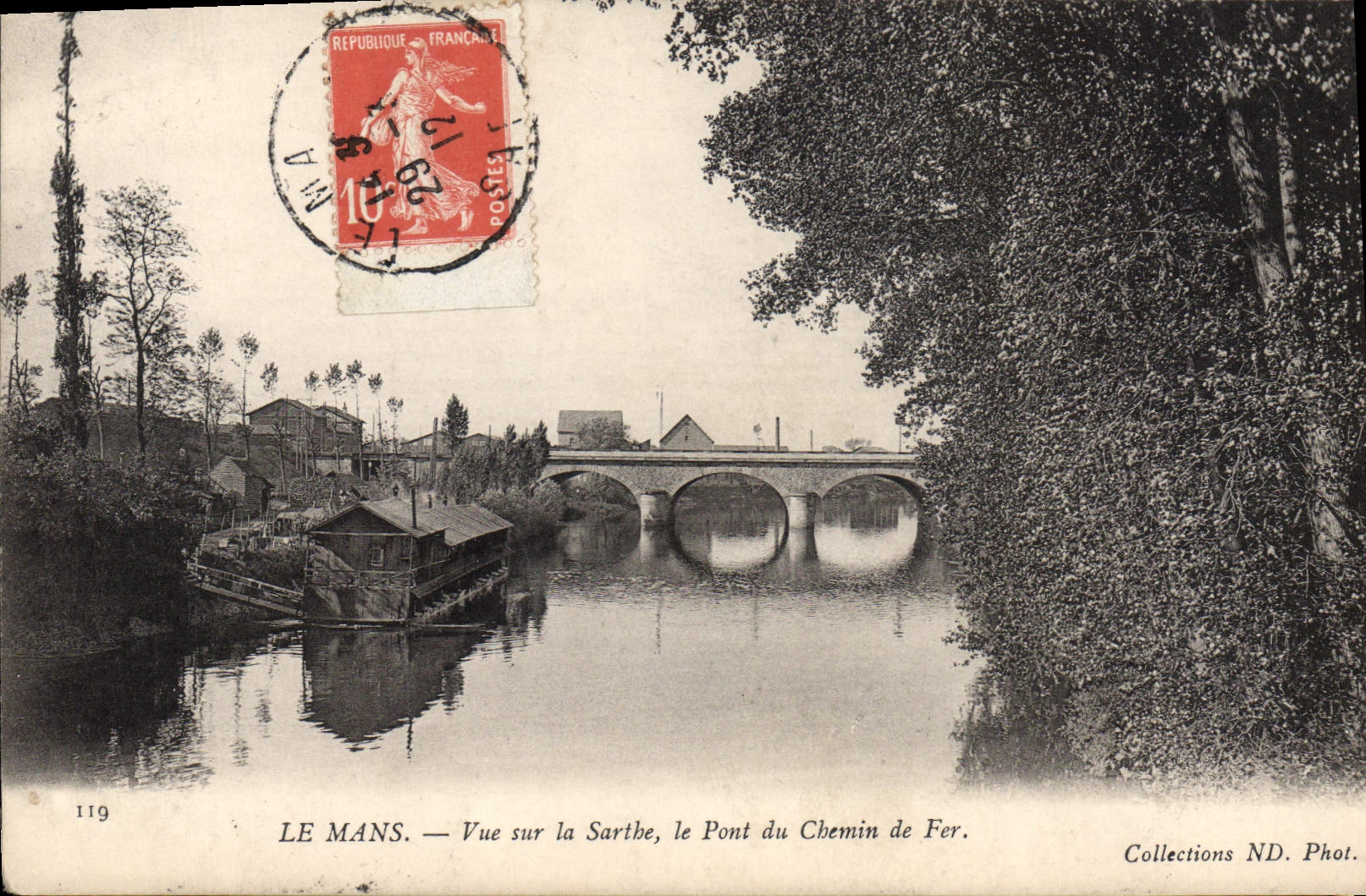 CPA Le Mans Vue sur la Sarthe le Pont du Chemin de Fer 