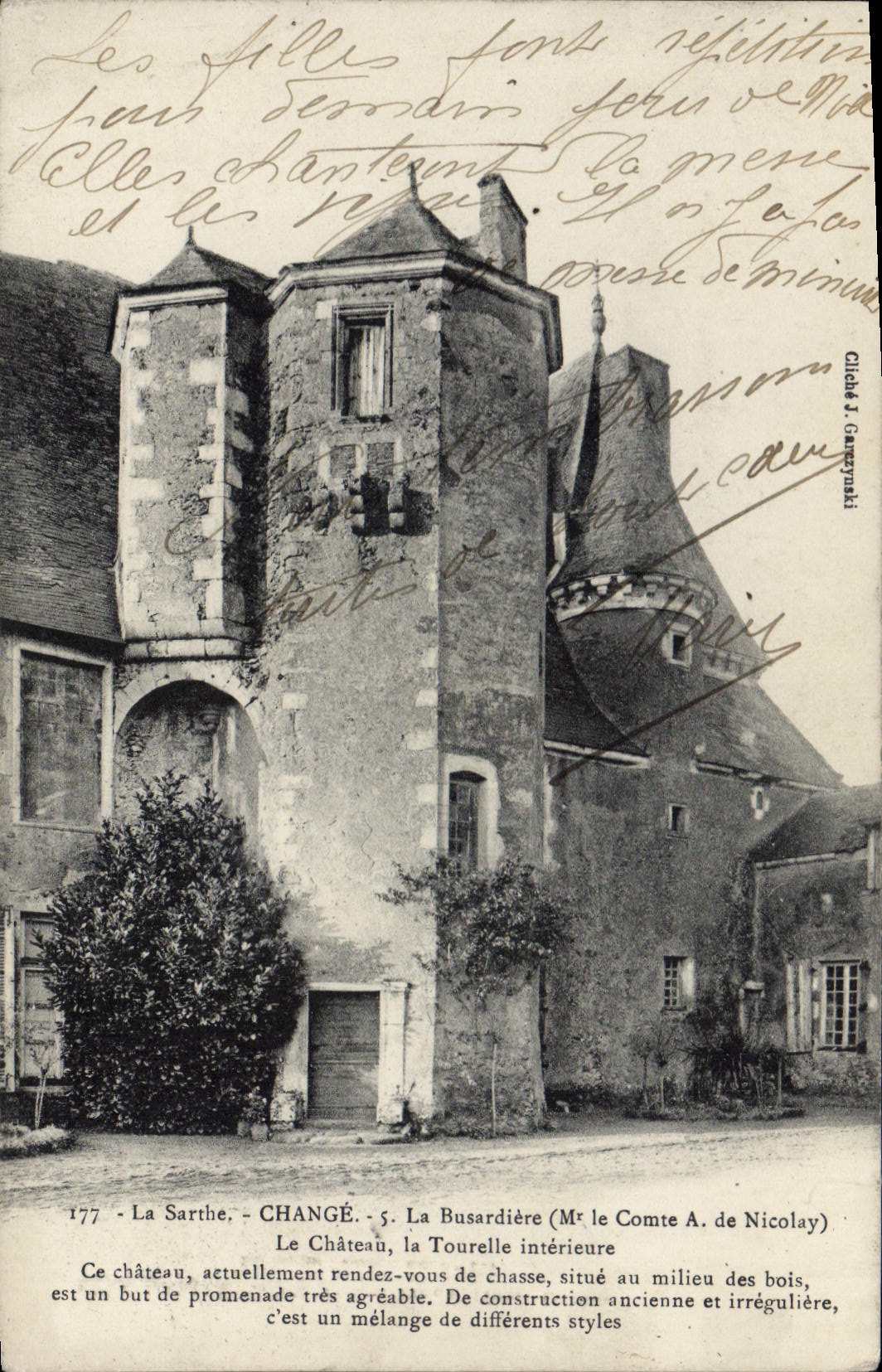 CPA La Sarthe Change La Busardiere La Chateau la Tourelle interieure