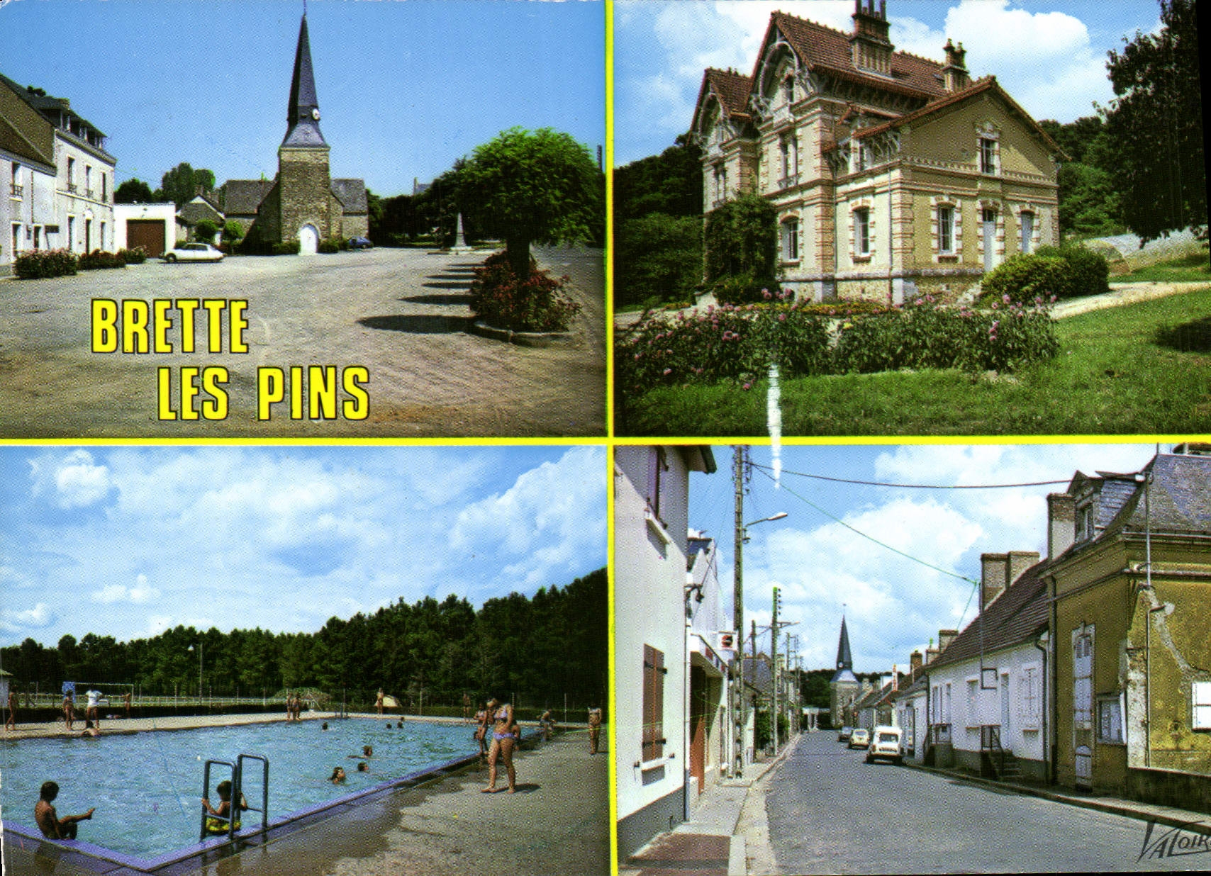CPSM Brette les Pins Sarthe La Place Le Lycee agricole La piscine la rue des glycines