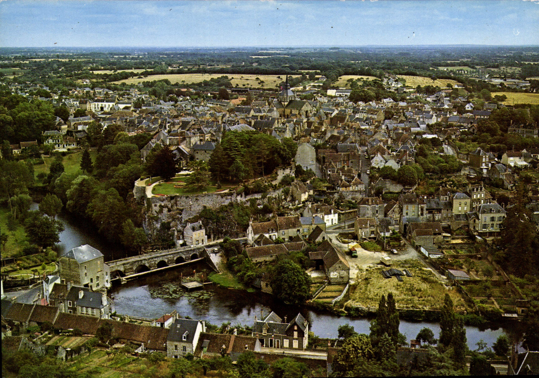 CPSM Fresnay sur Sarthe Les Ramparts le Moulin le pont de Sille et la Sarthe 