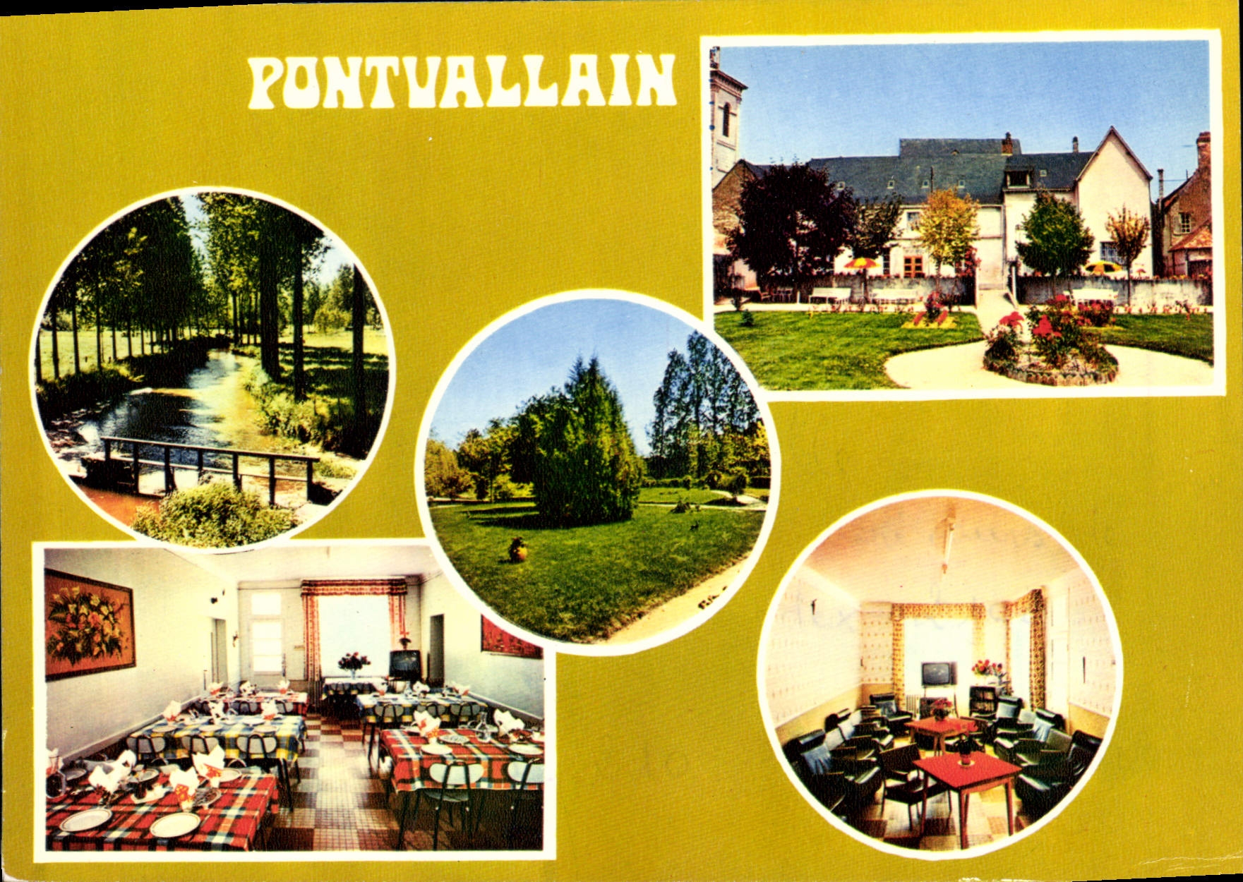 CPSM Pontvallain Sarthe Le Prieure Fraicheur la salle à manger le parc la salle de sejour 