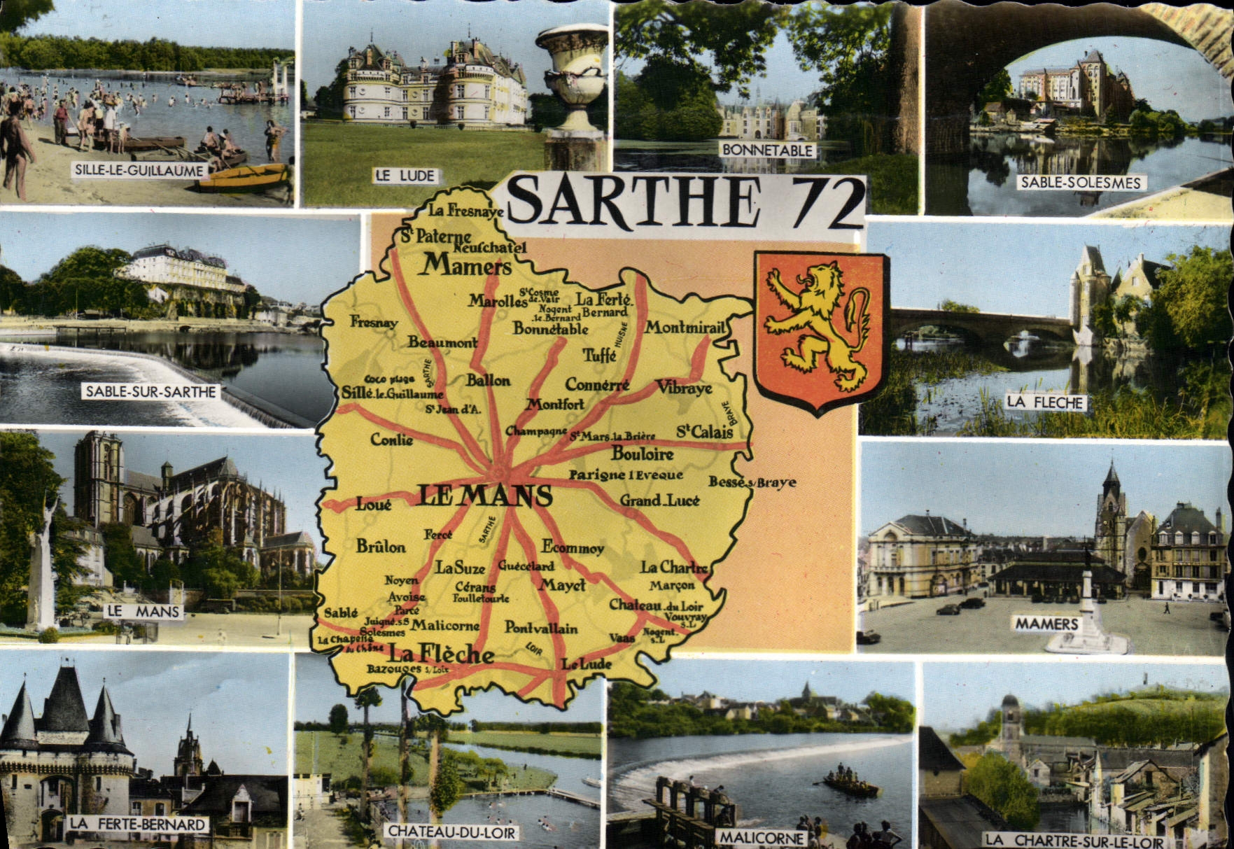 CPSM Sarthe Sille le guillaume le Lude Bonne table Sable Solesmes Sable sur Sarthe la Fleche Le Mans