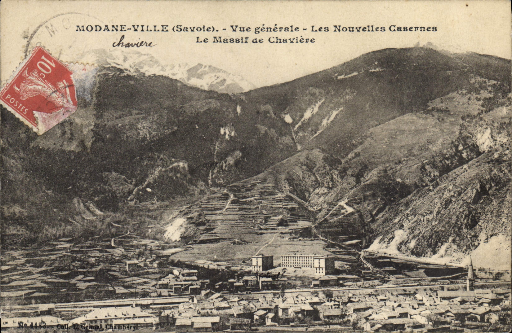 CPA Modane Ville Savoie vue generale les Nouvelles Casernes le Massif de Chaviere