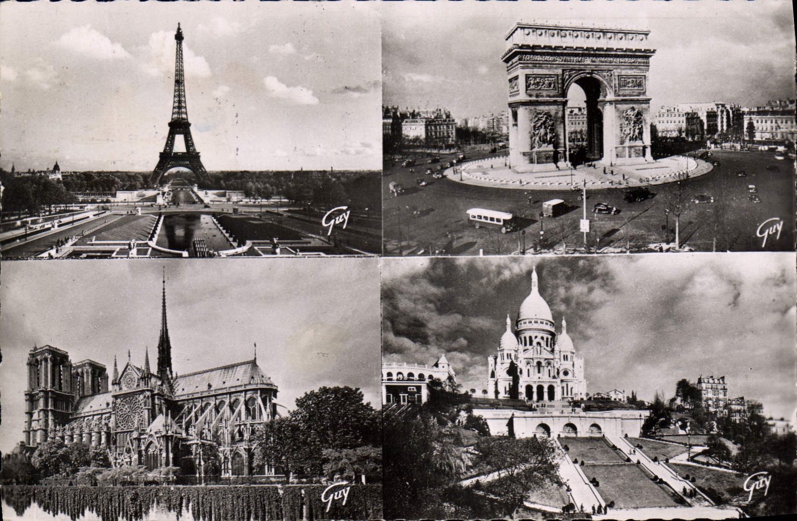 CPA Paris La Tour Eiffel la cathedrale Notre Dame