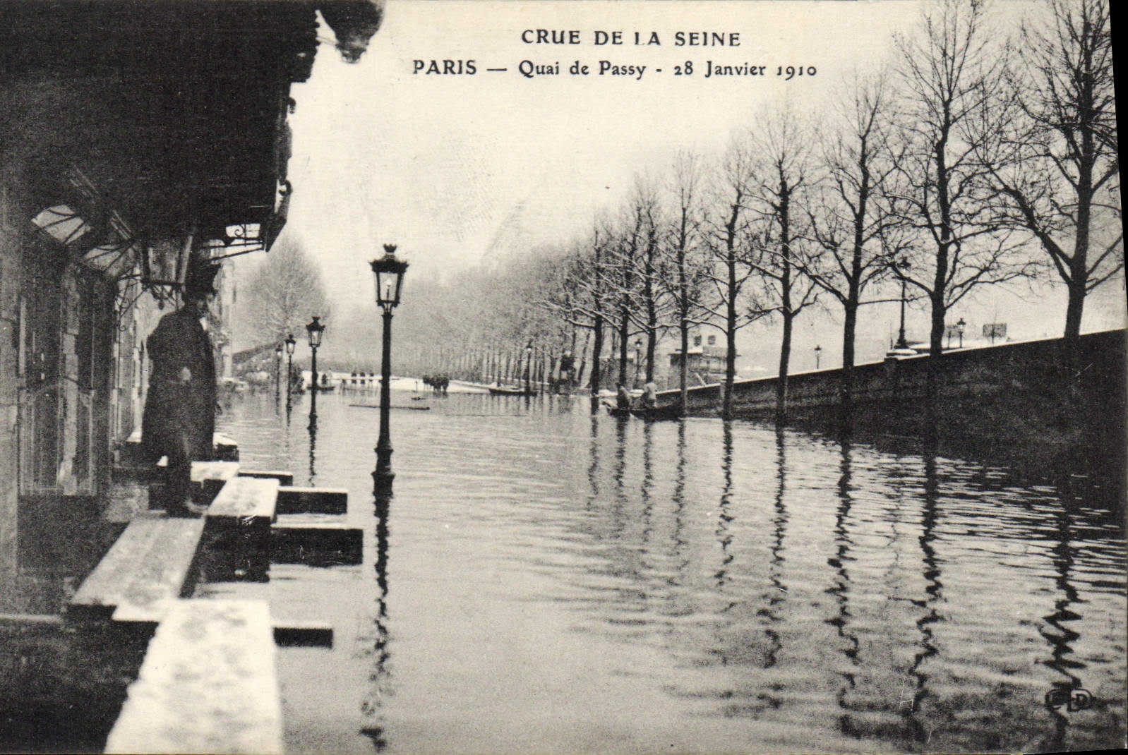 CPA Crue de la Seine Paris Quai de Passy 28 Janvier 1910