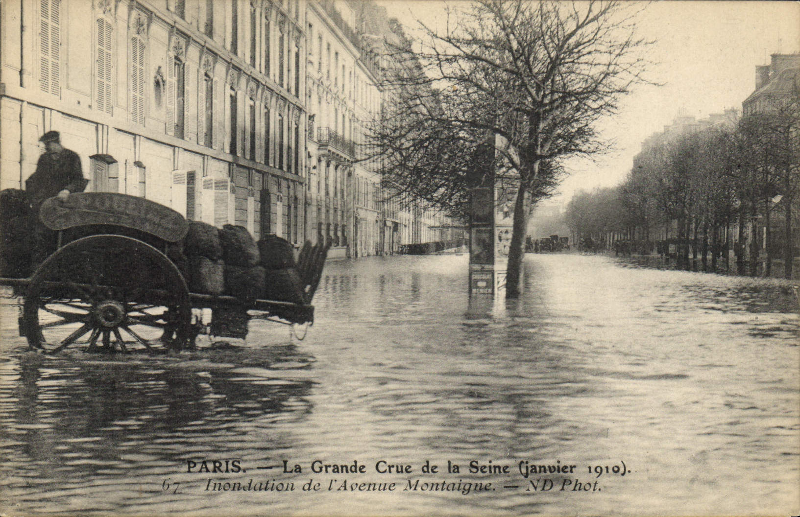 CPA Paris la Grande Crue de la Seine janvier 1910 Avenue Montaigne