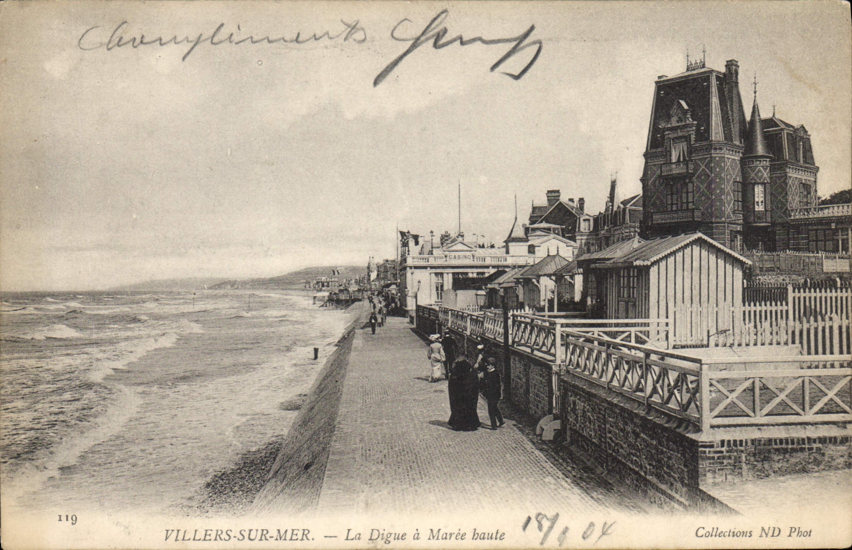 CPA Villers sur Mer La Digue a Maree haute