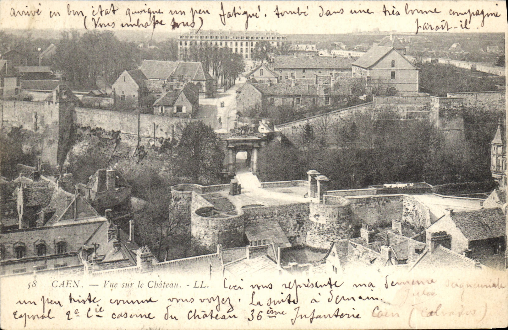 CPA Caen vue sur le chateau 