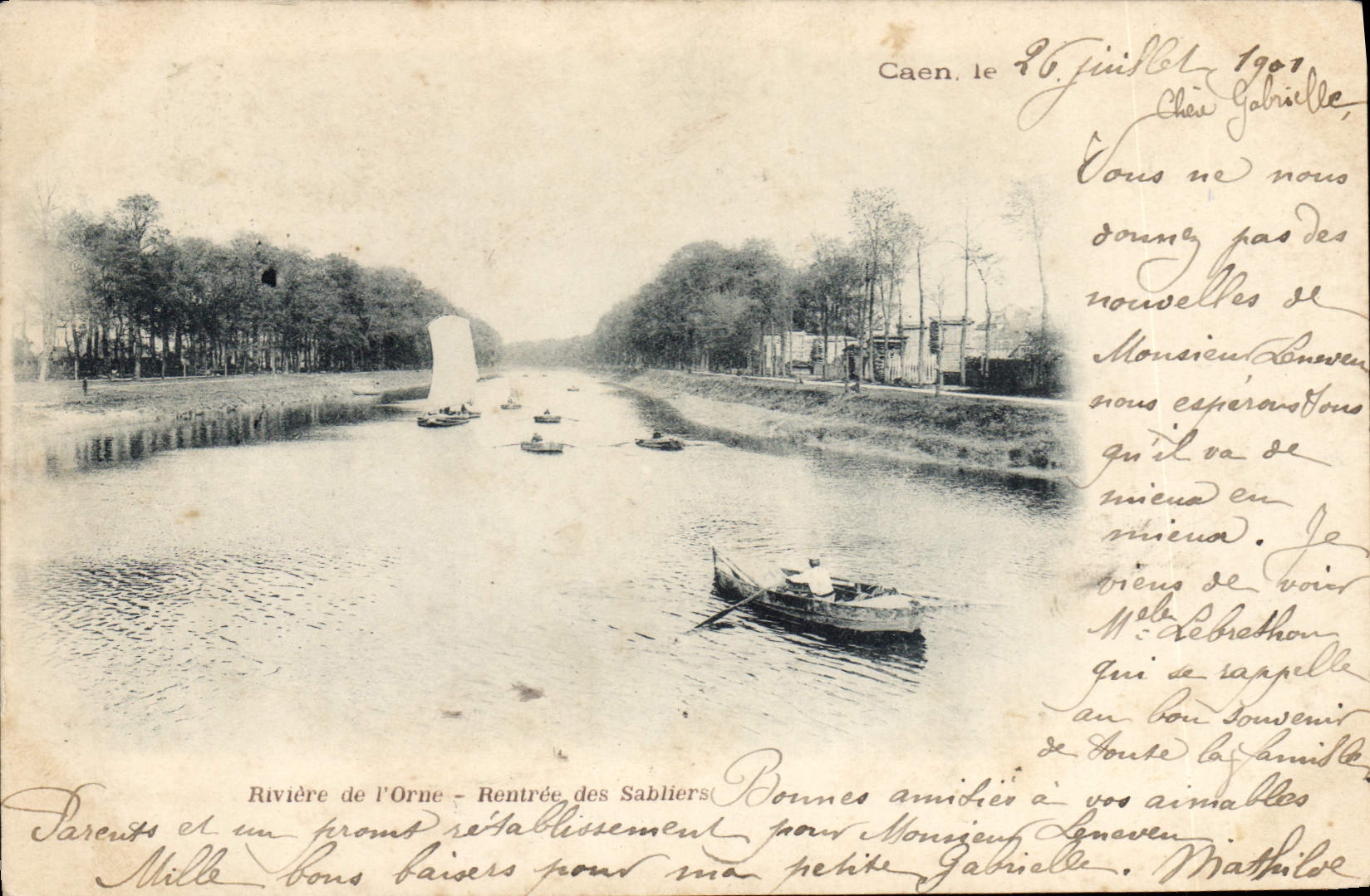 CPA Caen Riviere de l'Orne Rentree des Sabliers