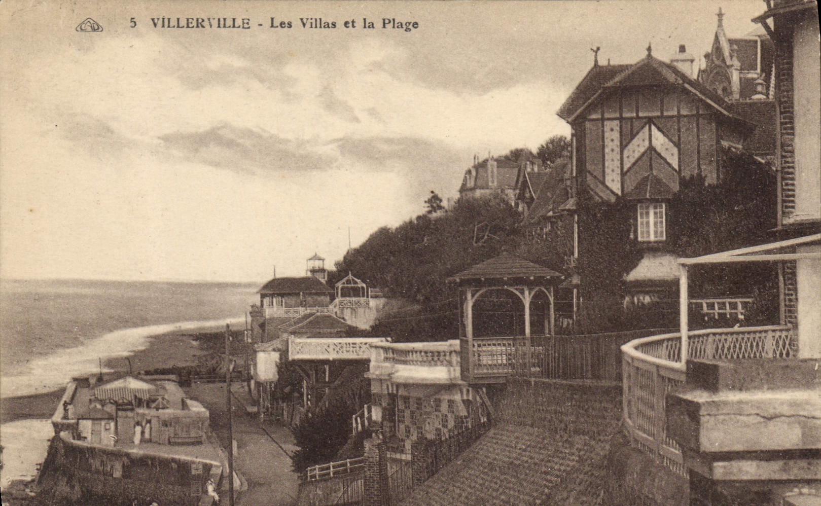 CPA Villerville les Villas et la plage 