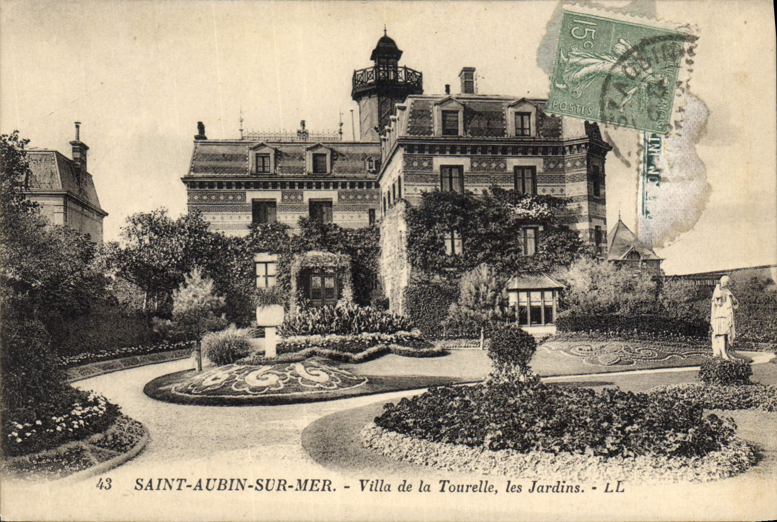 CPA Saint Aubin sur mer villa de la Tourelle les jardins