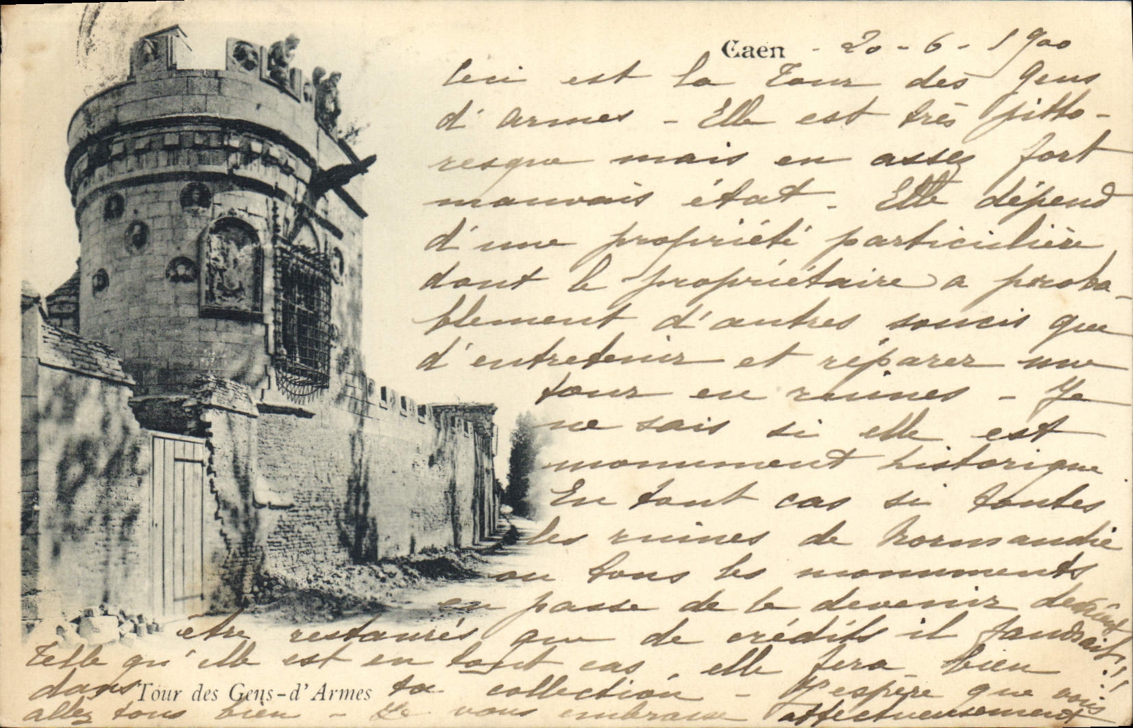 CPA Caen tour des Gens d'Armes 