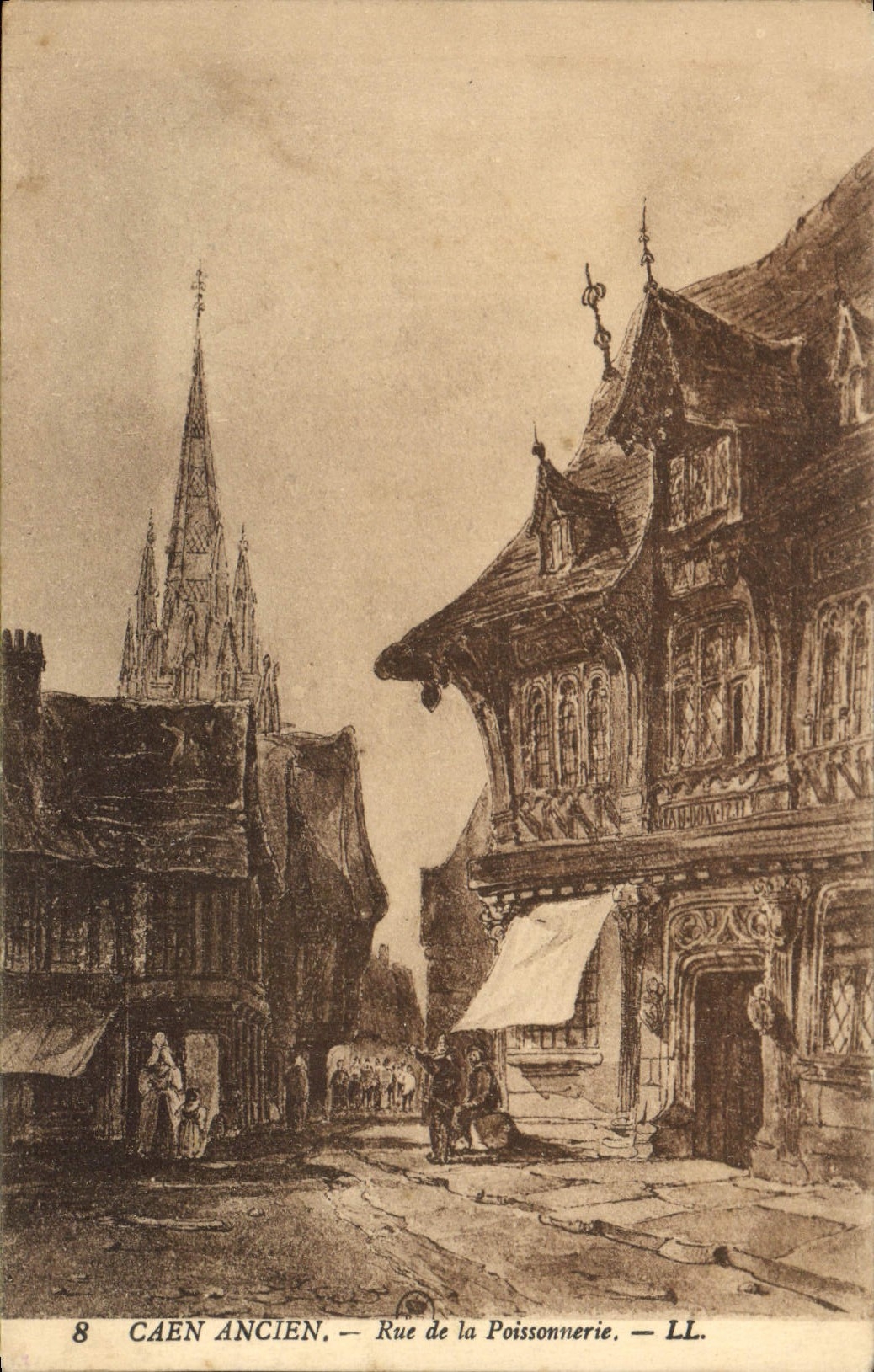 CPA Caen Ancien rue de la Poissomnerie 