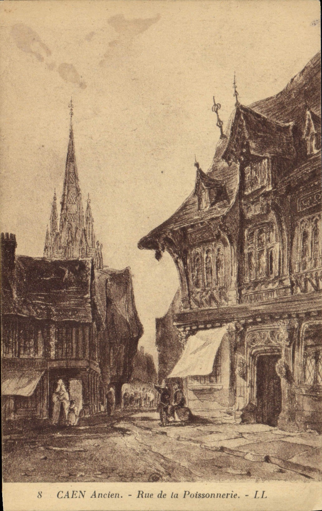 CPA Caen Ancien rue de la Poissonnerie 