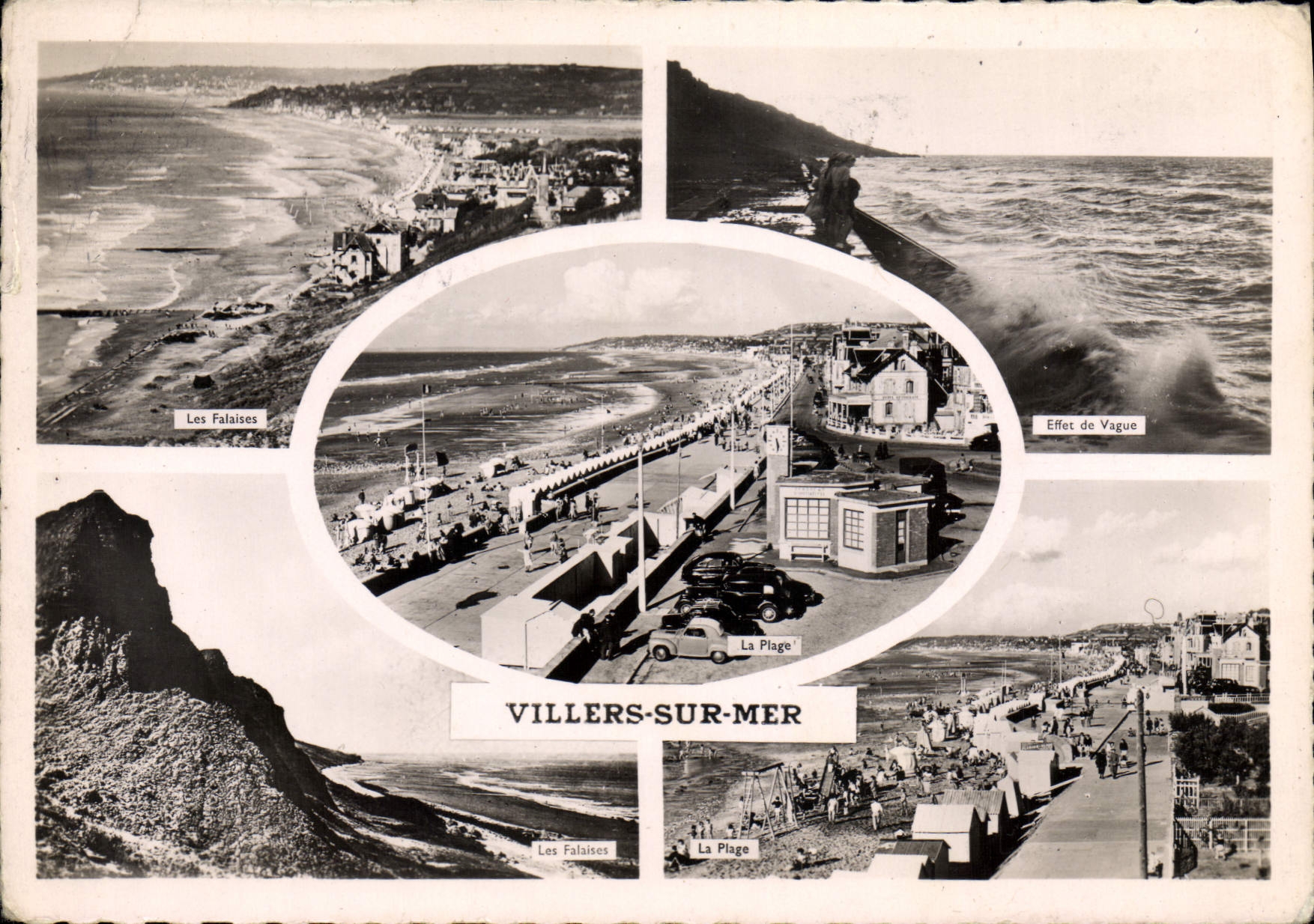 CPSM Villers sur Mer les Falaises Effet du Vague La plage Les Falaises la plage