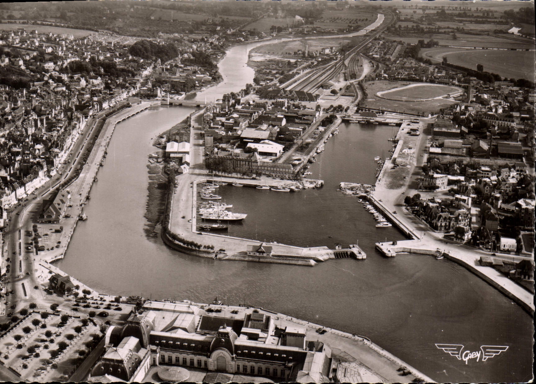 CPSM Trouville Deauville Calvados vue aerienne au centre le port des yachts 