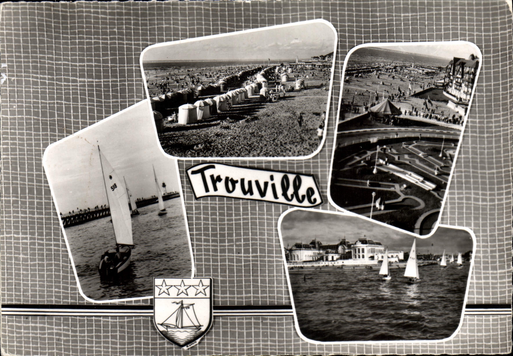 CPSM Trouville Calvados la Reine des plages les Voiliers la plage le golf miniature et la plage le c