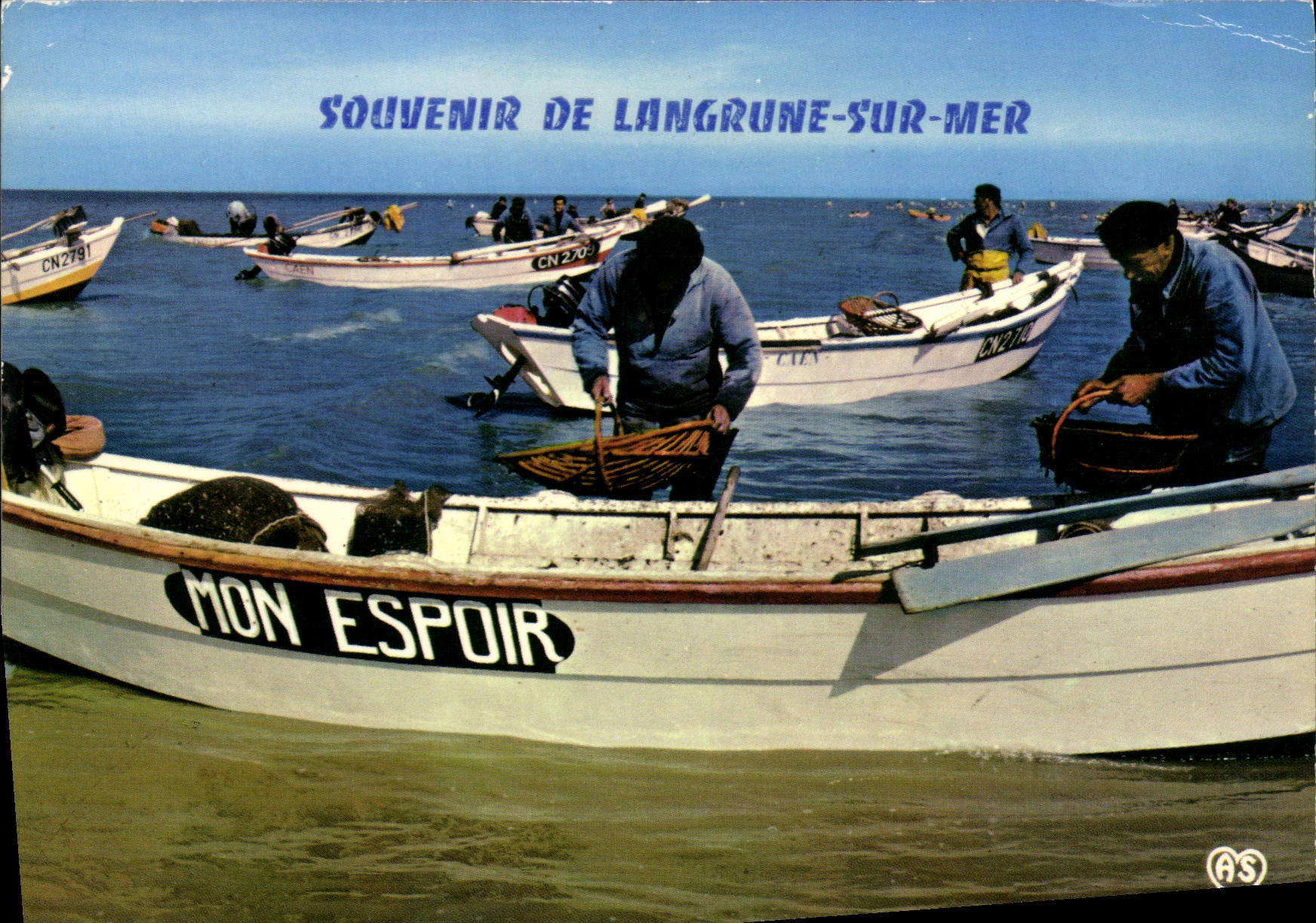 CPSM Souvenir de Langrune sur Mer retour de peche aux moules