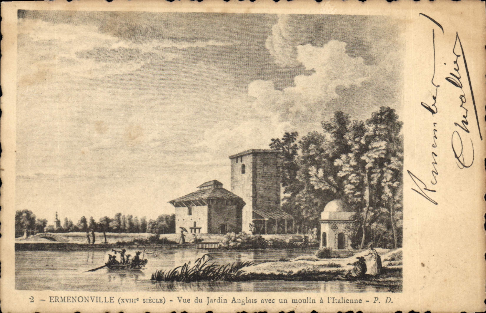 CPA Ermenonville Vue du Jardin Anglais avec un moulin a l'Italienne