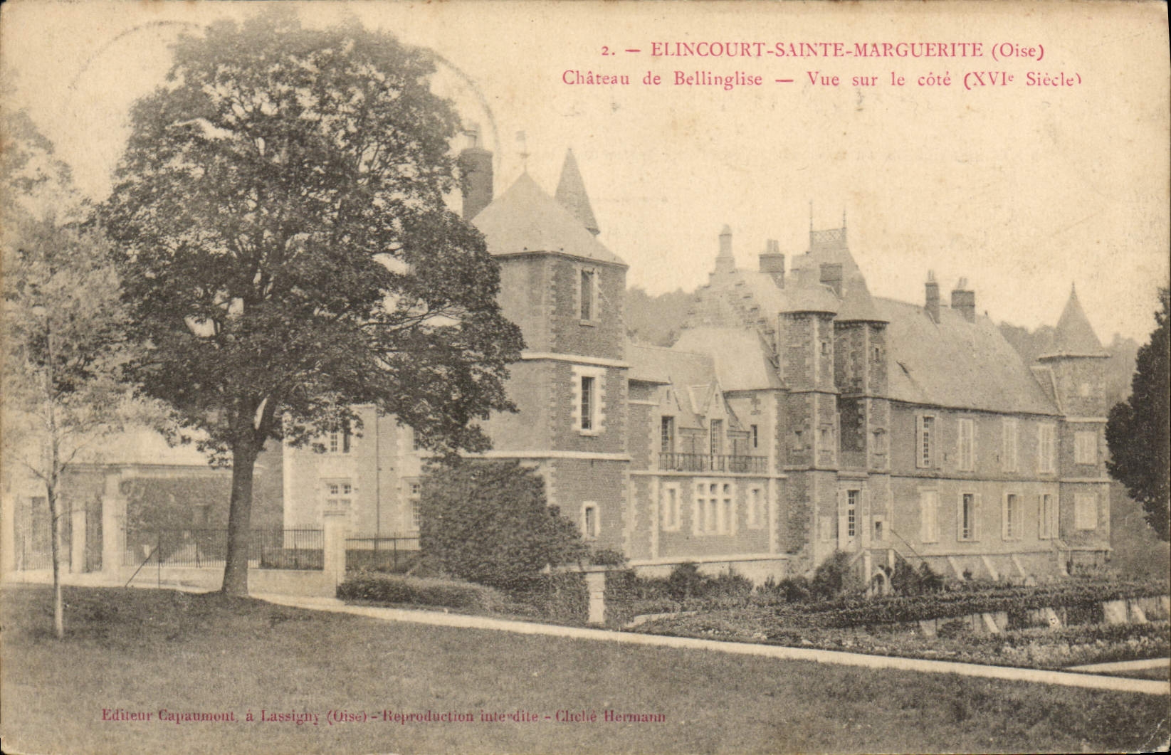 CPA Elincourt Ste Marguerite Oise Chateau de Bellinglise Vue sur le cote