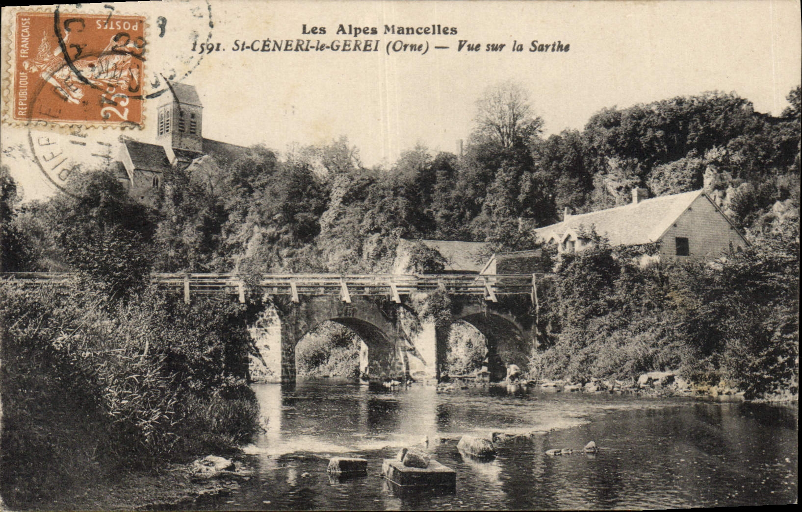CPA Les Alpes Mancelles St Ceneri le Gerei Orne vue sur la Sarthe