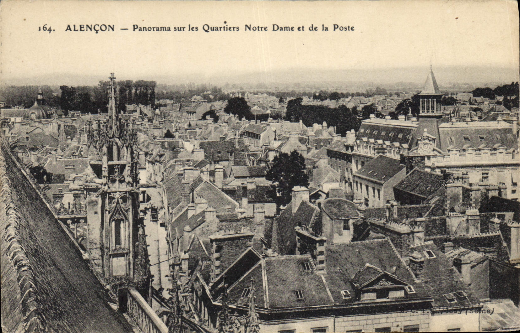 CPA Alencon Panorama sur les Quartier Notre Dame et de la Poste 