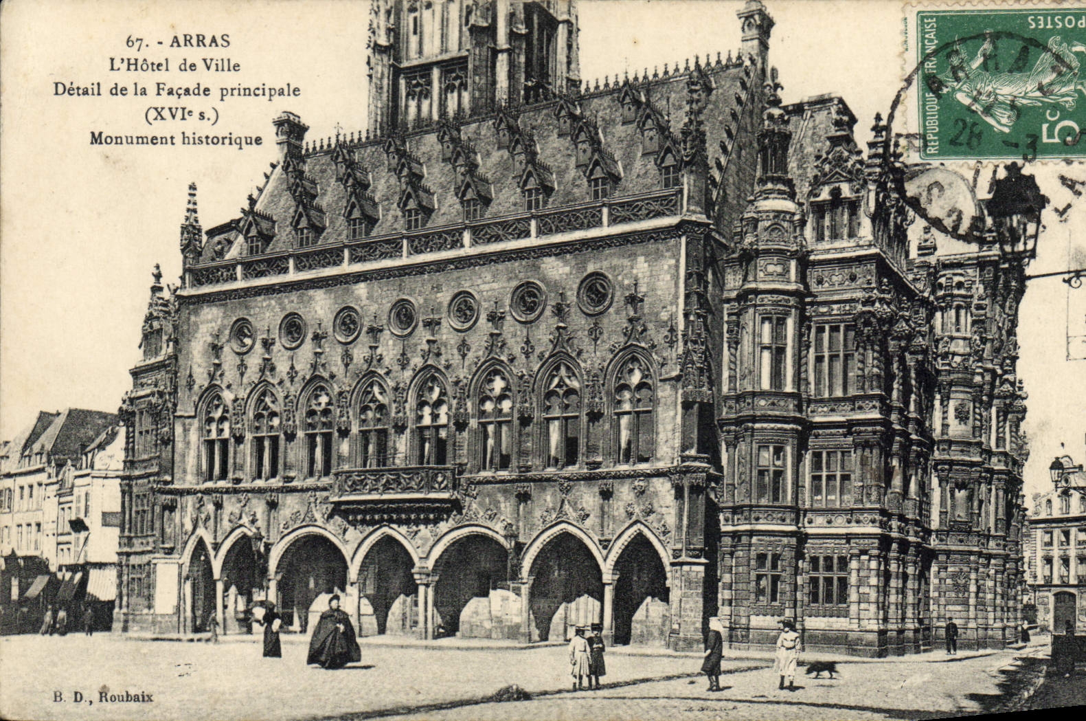 CPA Arras l'Hotel de Ville Detail de la Facade principale Monument historique