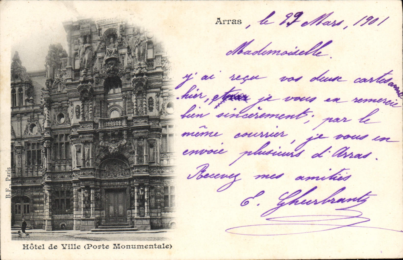 CPA Arras Hotel de Ville Porte Momumentale