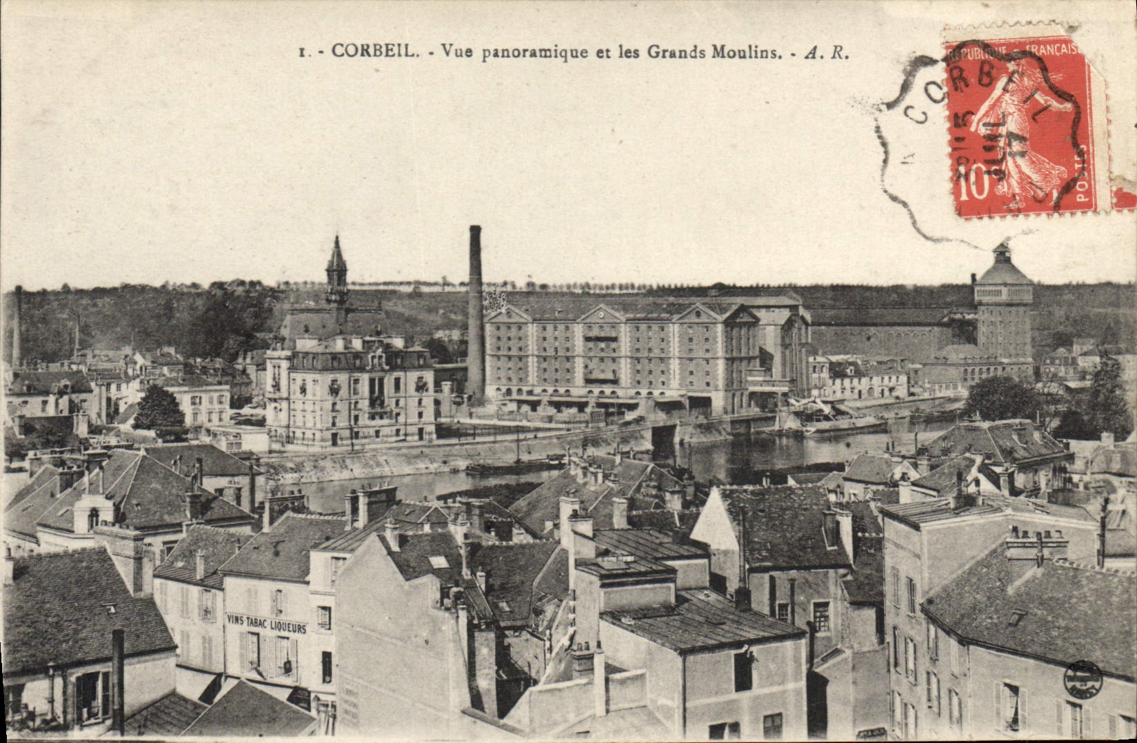 CPA Corbeil vue panoramique et les Grands Moulins 
