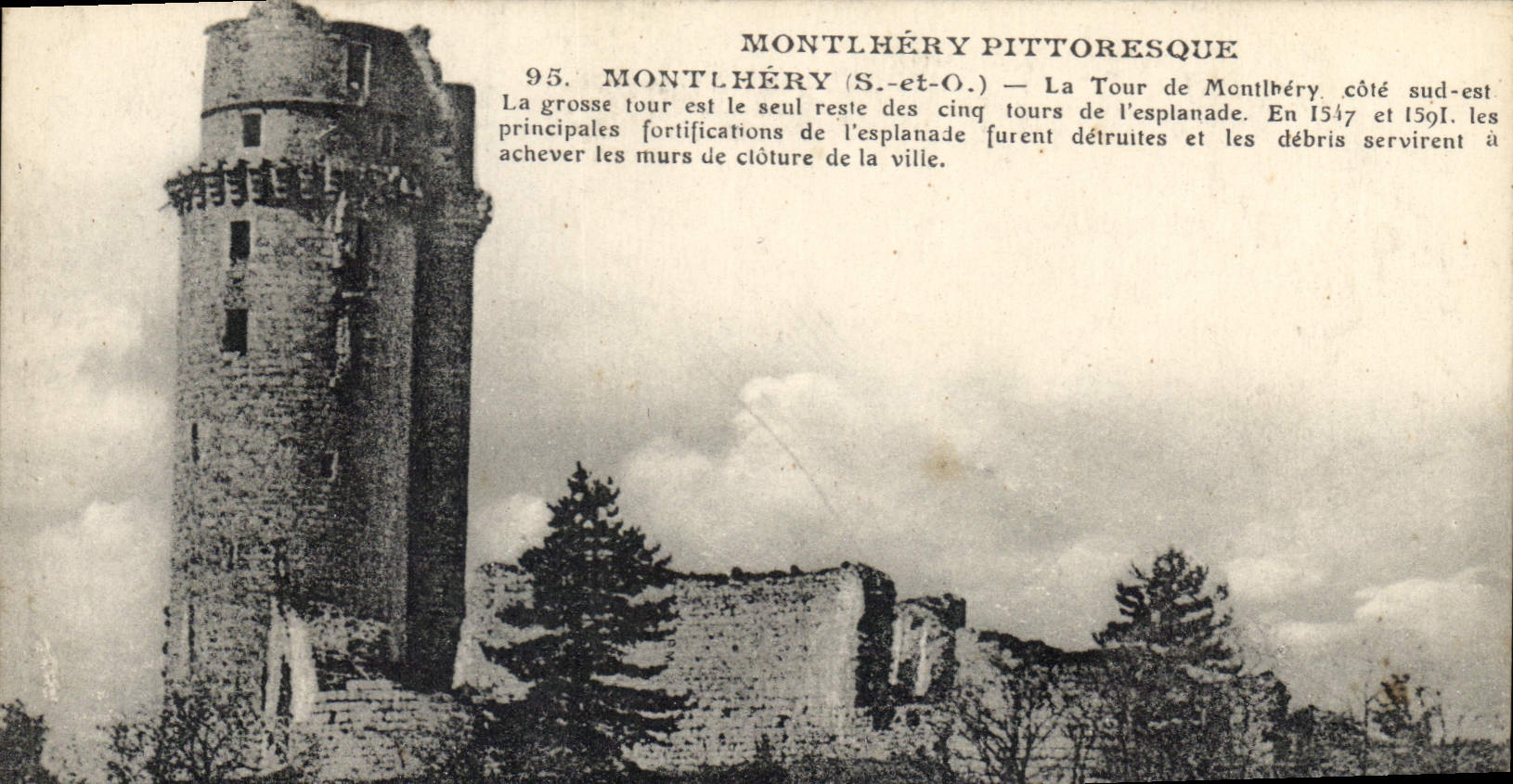 CPA Montlhery Pittoresque Montlhery S et O la tour de Montlhery cote sud est la grosse tour est le s