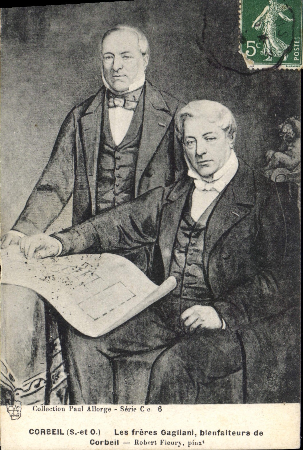 CPA Corbeil S et O les Freres Gagliani bienfaiteurs de Corbeil Robert Fleury