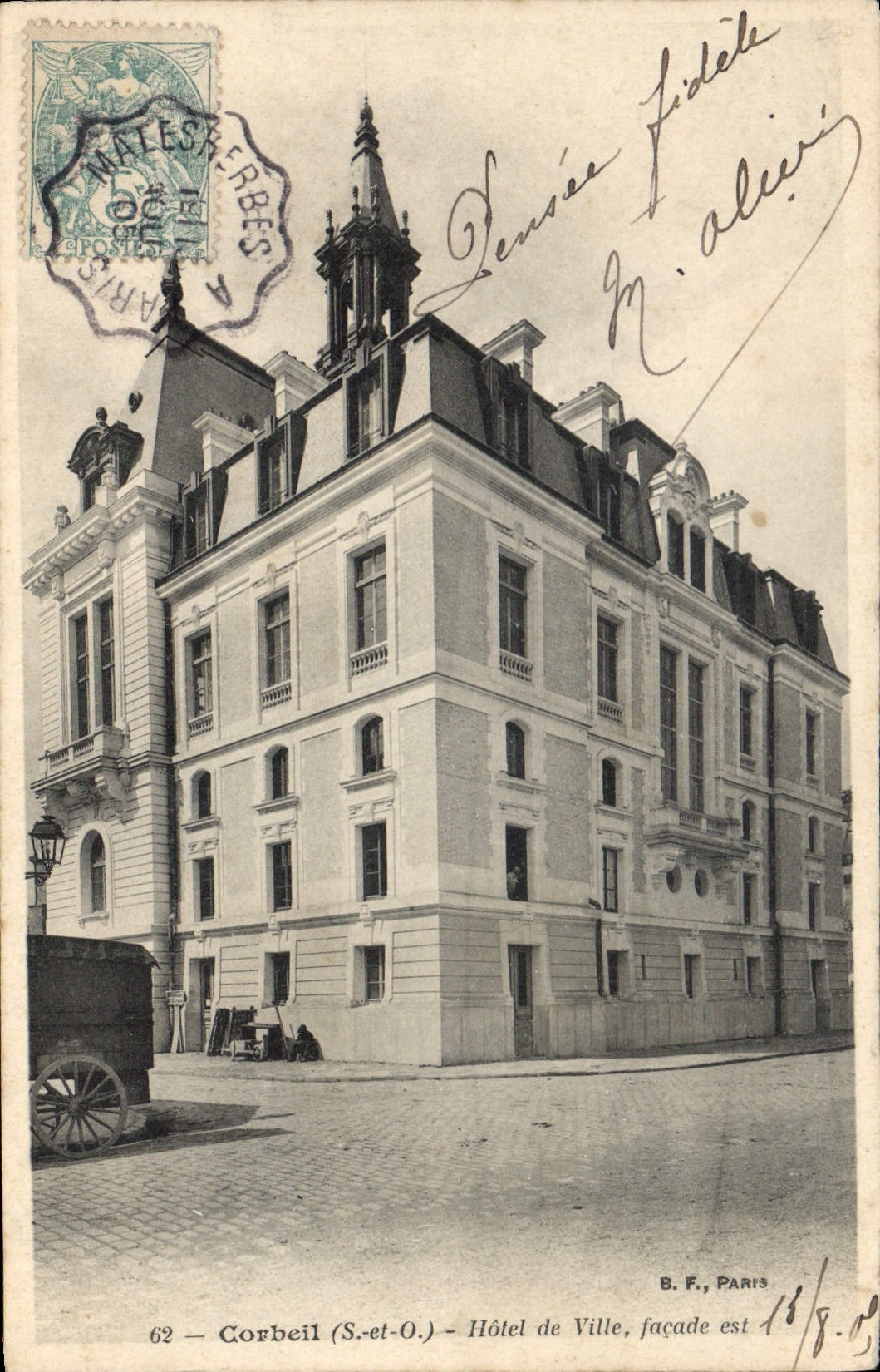 CPA Corbeil S et O hotel de Ville facade Est