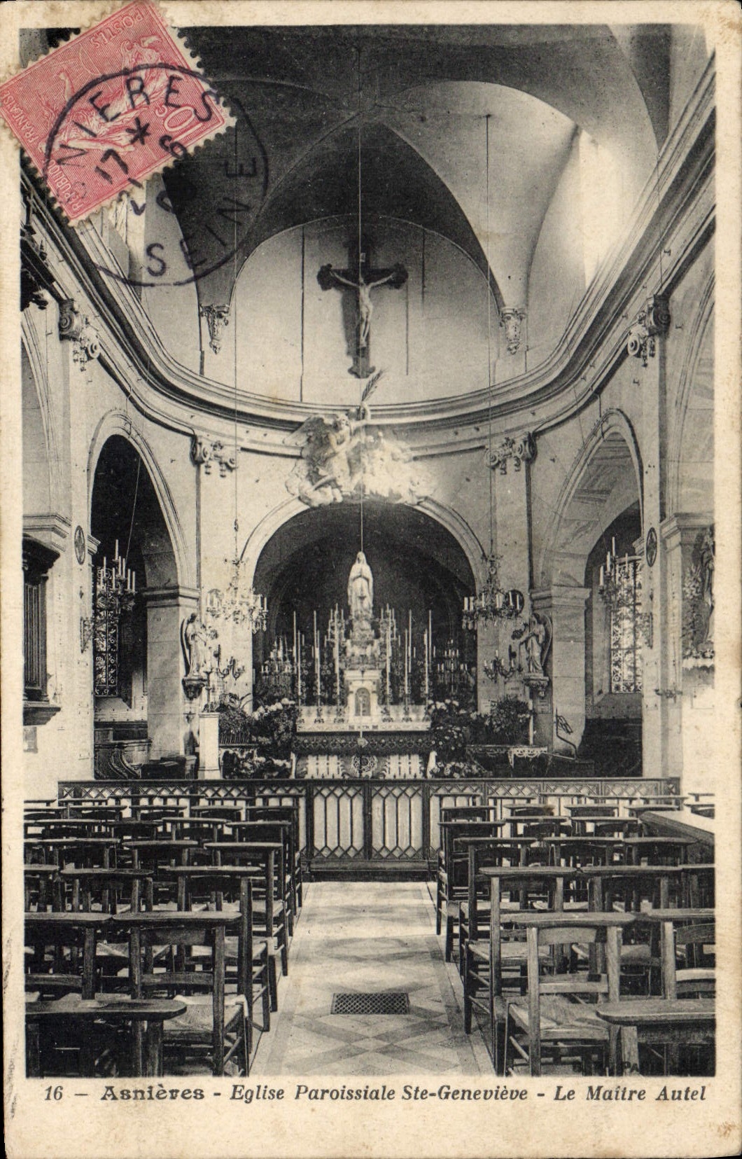 CPA Asnieres Eglise Paroissiale Ste Genevieve Le Maitre Autel