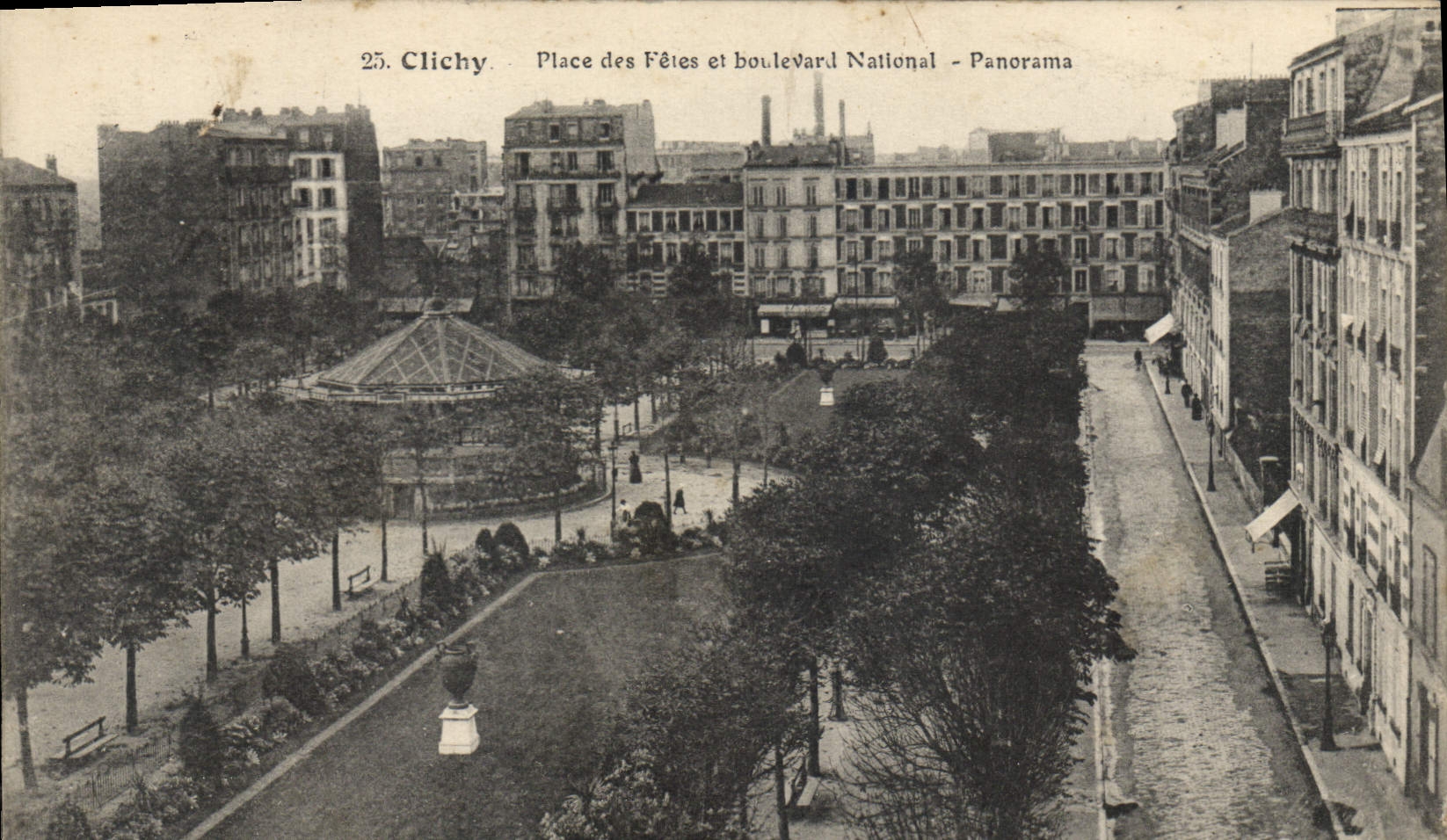 CPA Clichy Place des Fetes et boulevar National Panorama