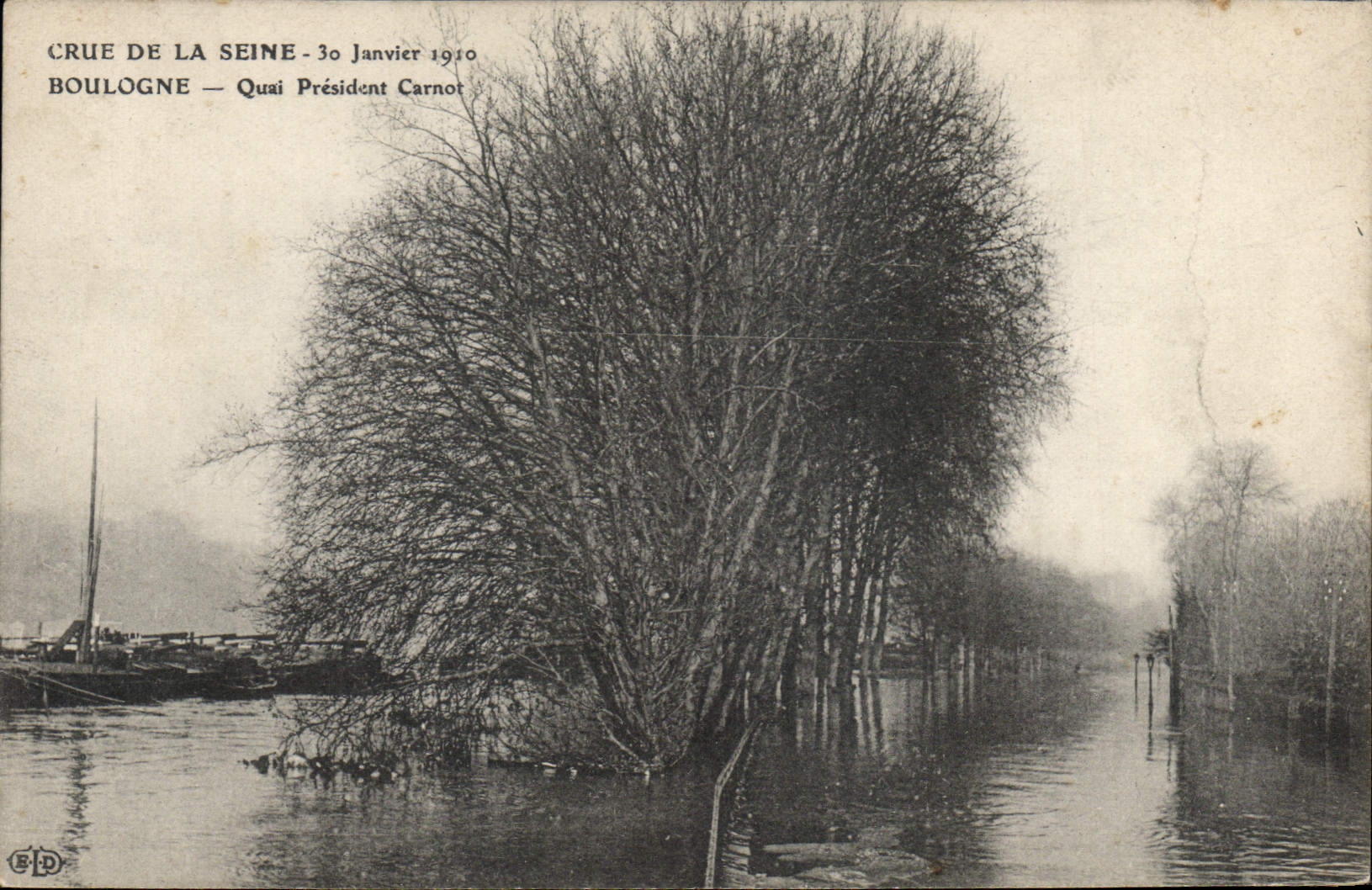 CPA Crue de la Seine Boulogne Quai President Carnot