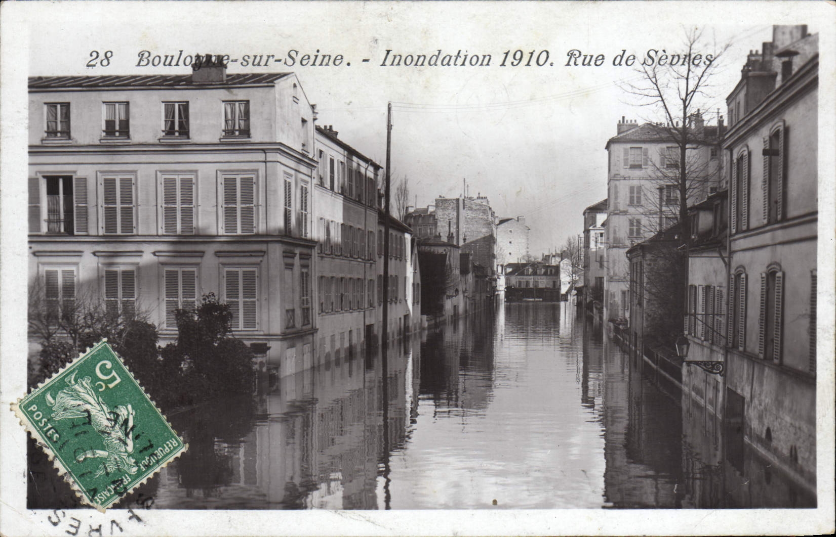CPA Boulogne sur Seine Inondation 1910 Rue de Sevres
