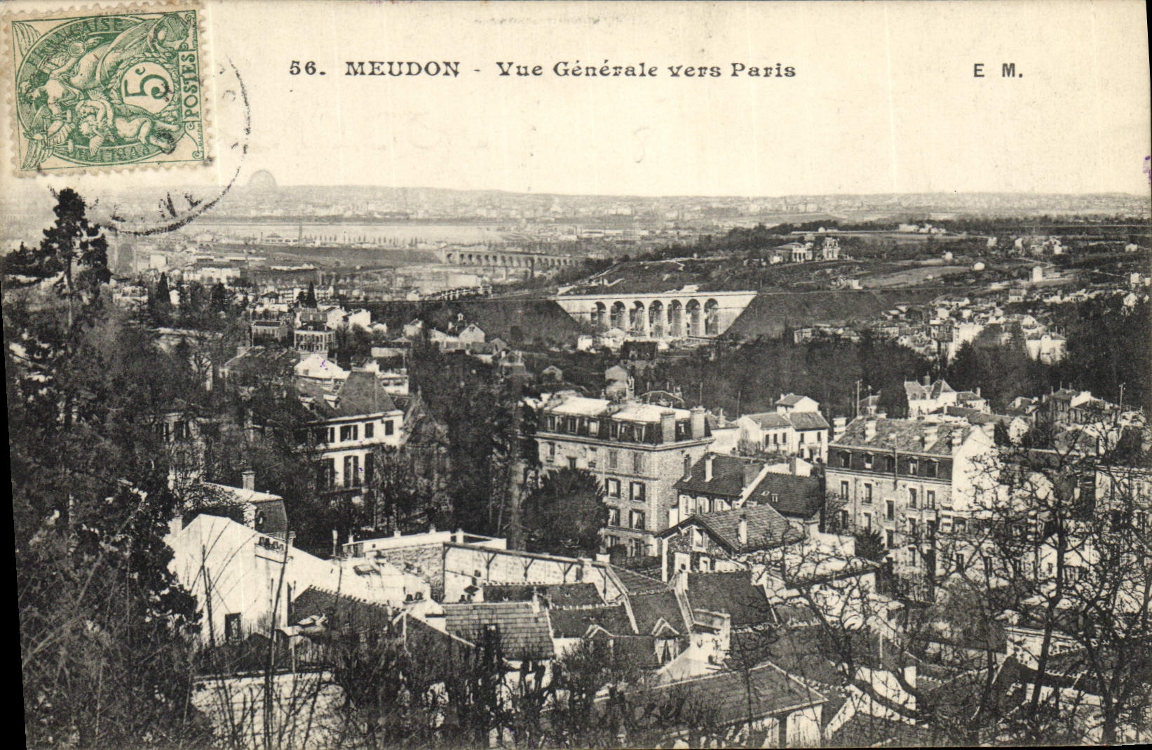 CPA Meudon Vue generale vers Paris