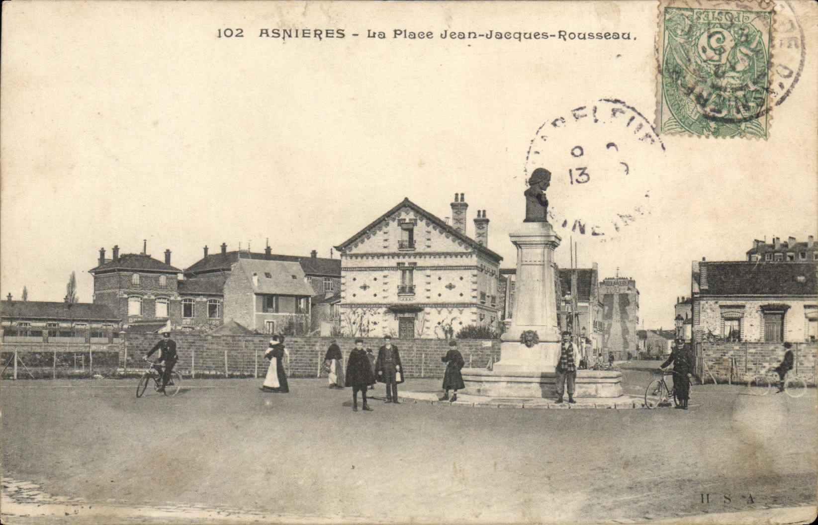 CPA Asnieres Le Place de Jean Jacques Rousseau
