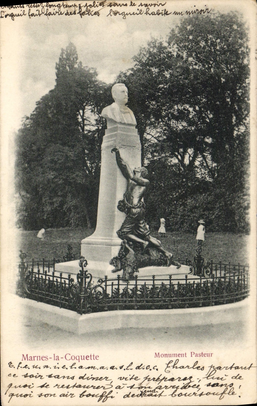 CPA Marnes la Coquette Monument Pasteur