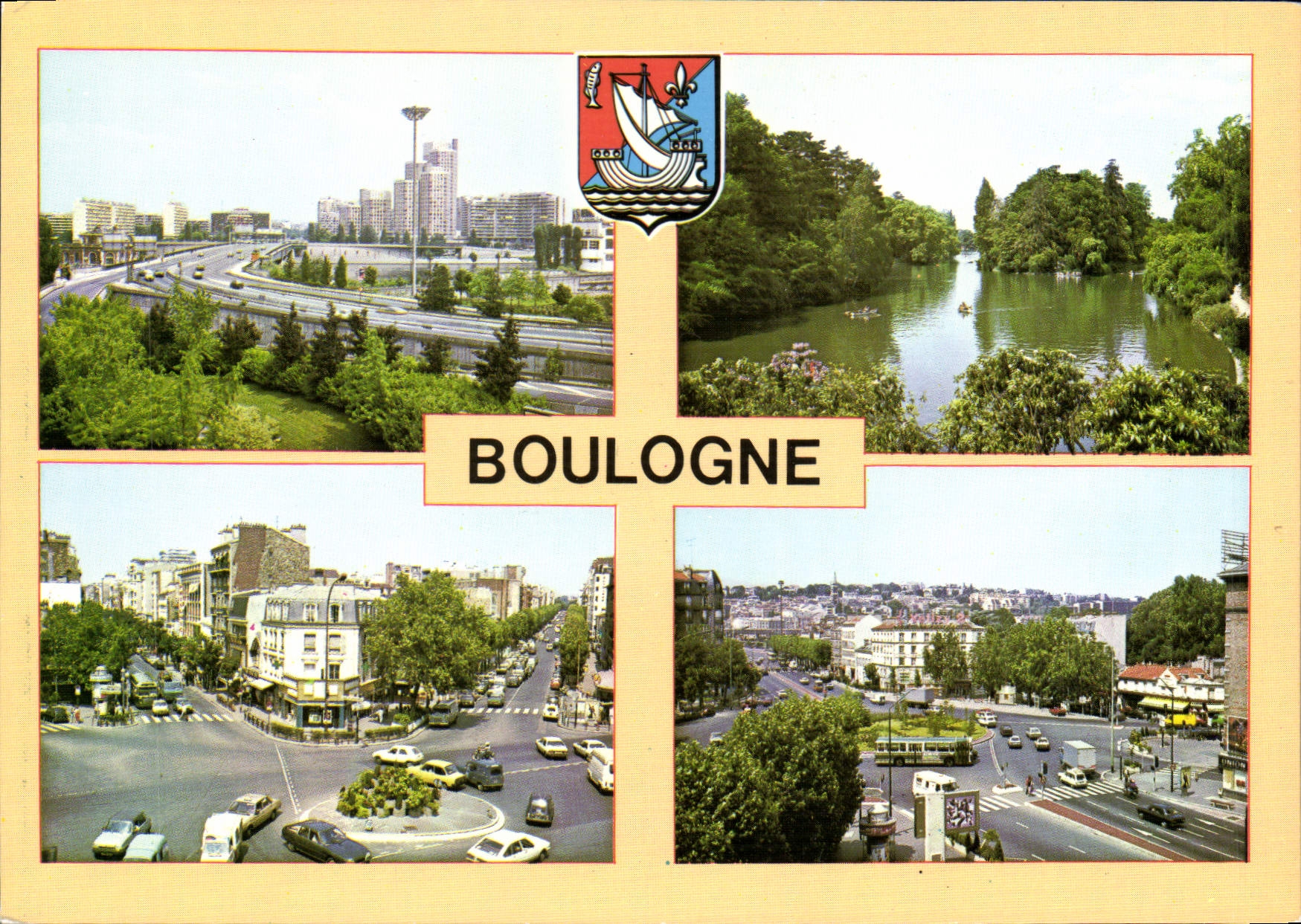 CPSM Boulogne Le Pont de Sevres et les Nouveaux Immeubles Le Lac La Place Marcel Sembat La Place Rhi