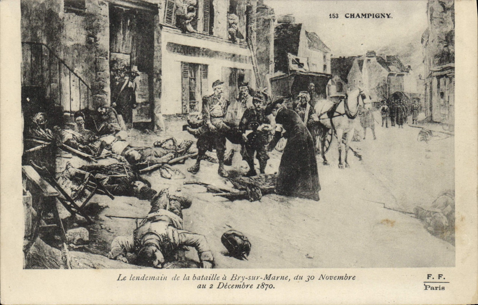 CPA Champigny le lendemain de la bataille a Bry sur Marne du 30 Novembre au 2 Decembre 1870