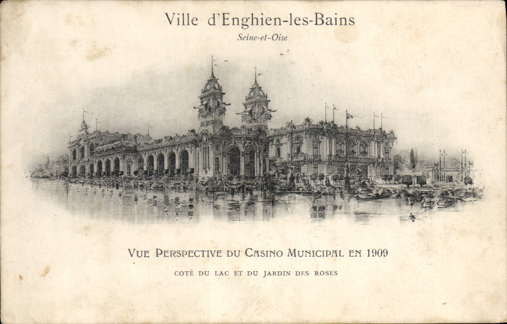 CPA Ville d'Enghien les Bains Vue Perspective du Casino Municipal en 1909