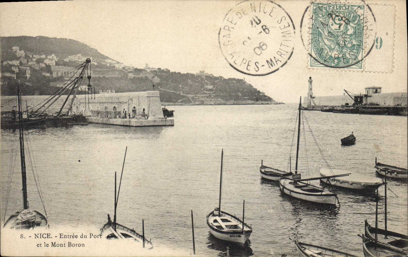 CPA Nice Entree du Port et le Mont Boron