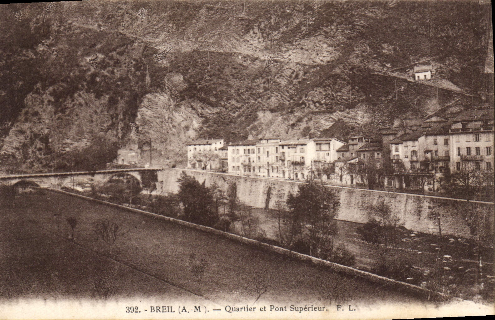 CPA Breil Quartier et Pont Superieur