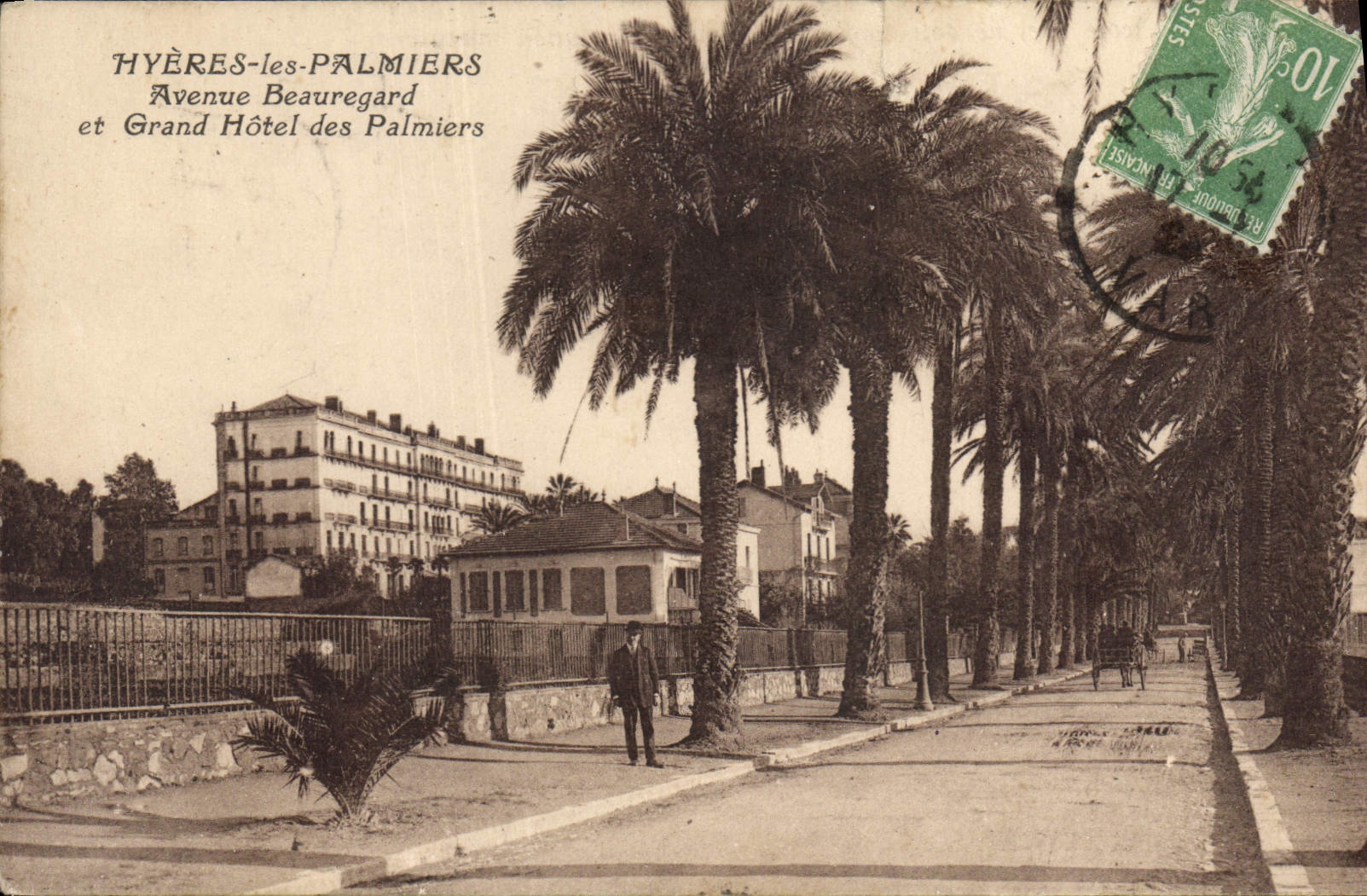 CPA Hyeres les Palmiers Avenue Beauregard et Grand Hotel des Palmiers