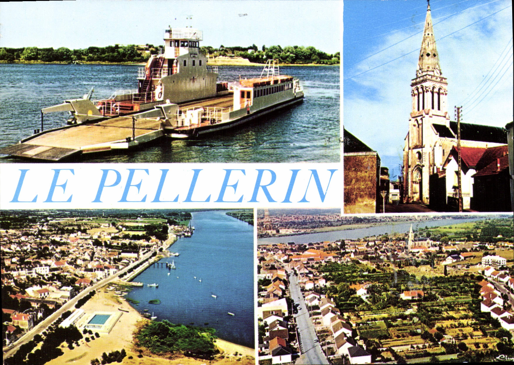 CPSM Le Pellerin L Atl Le Bac sur la Loire L'Eglise Vues aeriennes
