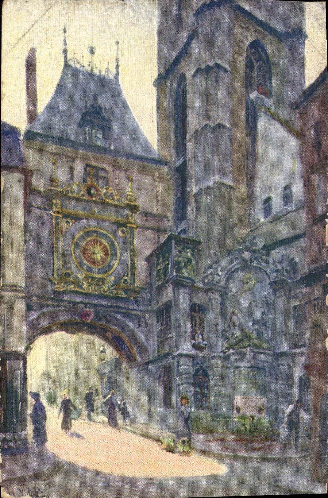 CPA Rouen Pittoresque Fontaine du Gros Horloge 