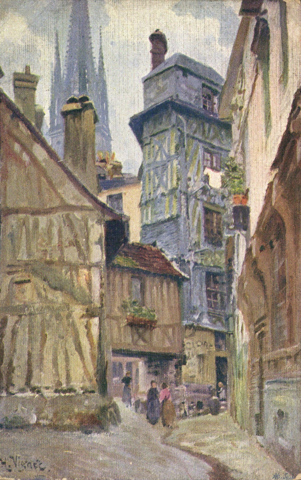 CPA Rouen Pittoresque rue du Hallage 