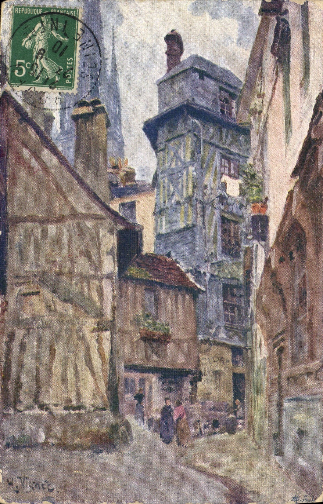 CPA Rouen Pittoresque rue du Hallage 
